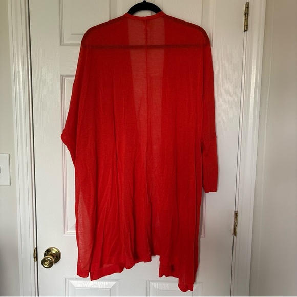 Chico's Sparkly Orange Peach Lightweight Long Cardigan Size 2 - Picture 7 of 7